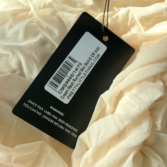 Cream Mesh Ruched Mini Skirt - Picture 3 of 3